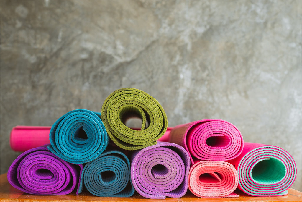 Yoga Mats Multicolored Collection of Exercise Fitness Equipment