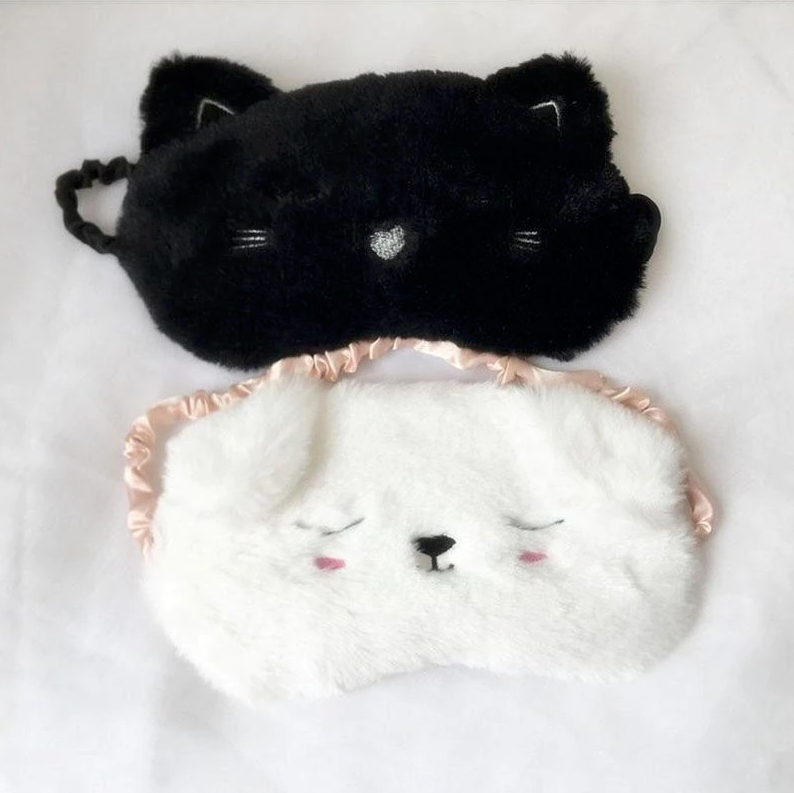 Cute Sleep Mask Blindfold - Soft Plush Cat Eye Mask