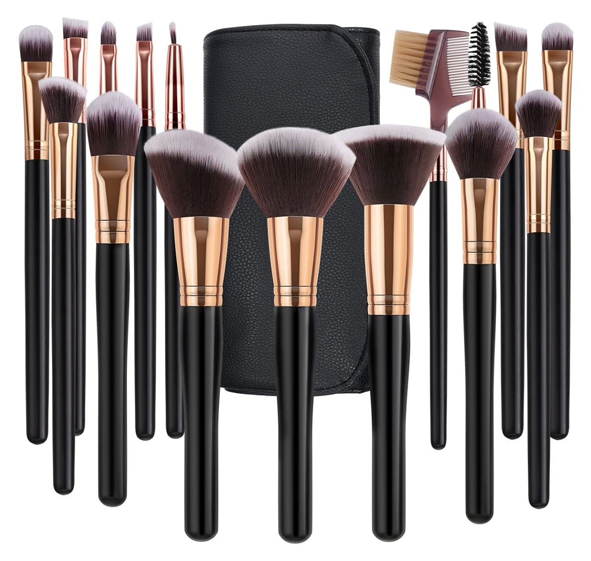 Set of 16 Black Makeup Brushes