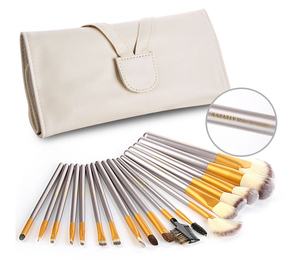 Compact Makeup Brush Collection - 18 Piece with Case