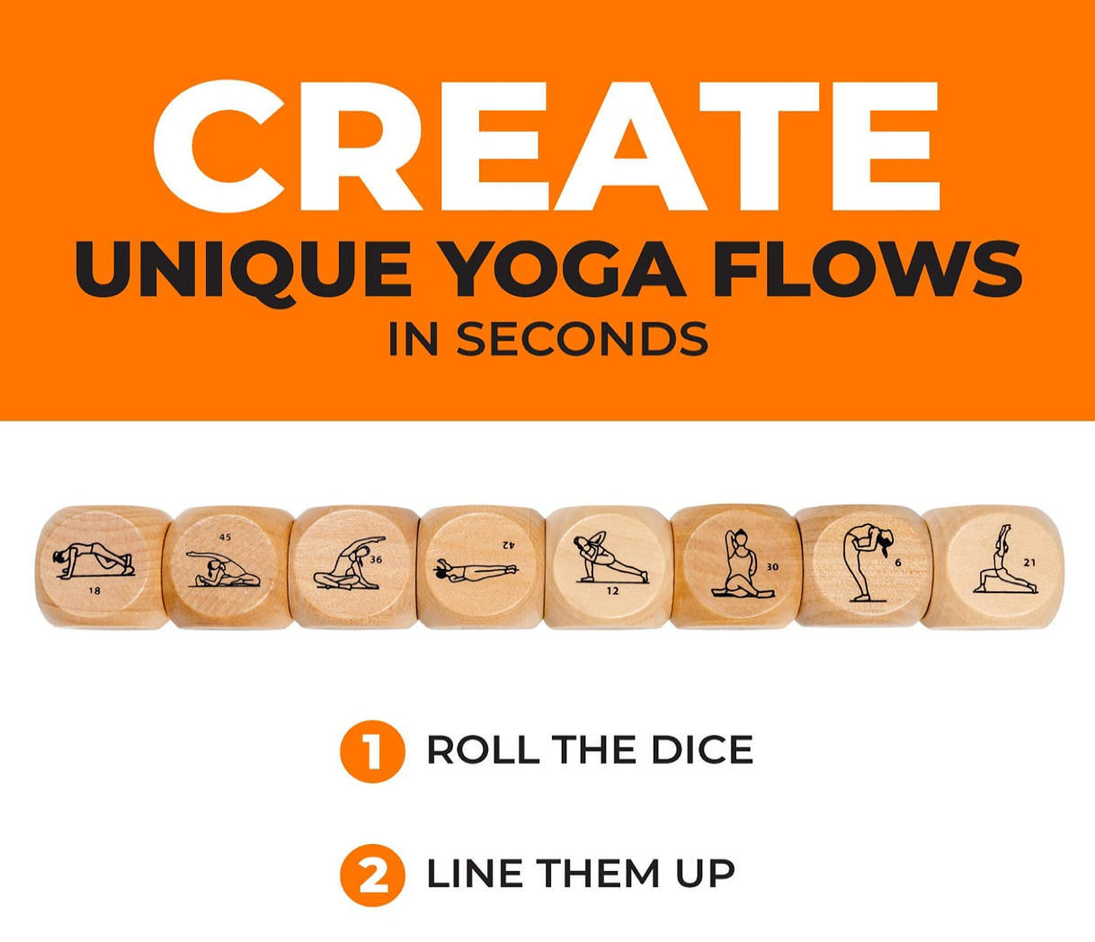 Yoga Dice Set of 8 (for 48 Unique Poses)