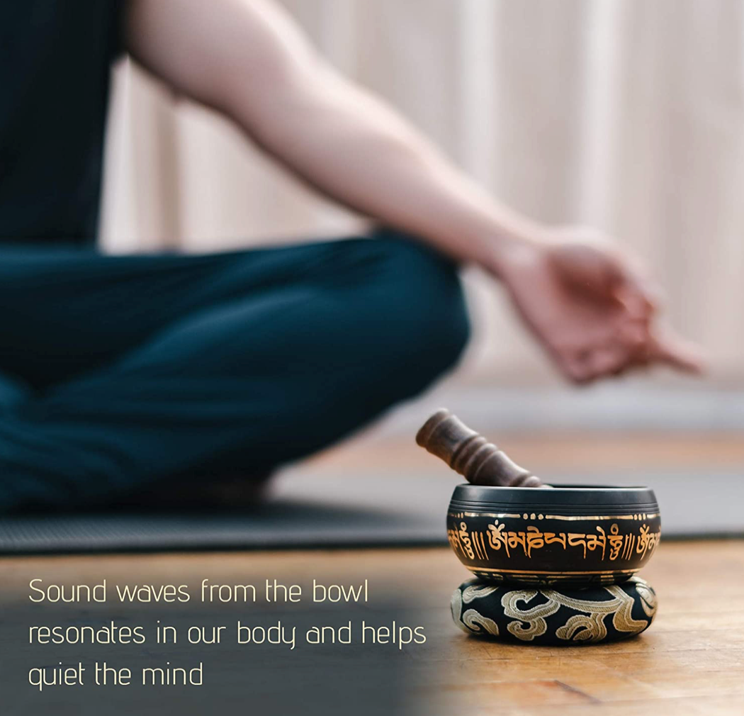 Meditation Bowl Set with 7 Chakra Stones